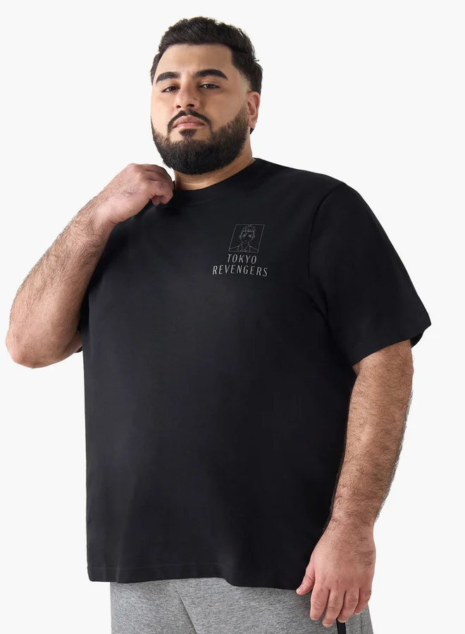 ماكسيم Men Regular Fit Crew Neck Short Sleeve Tokyo Revengers Print T-shirt